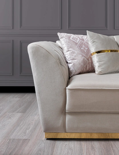 Milena Ivory Velvet Sofa &amp; Loveseat