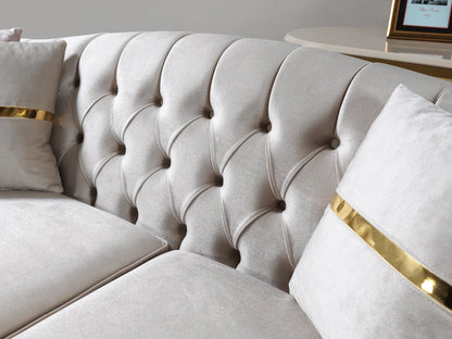 Milena Ivory Velvet Sofa &amp; Loveseat