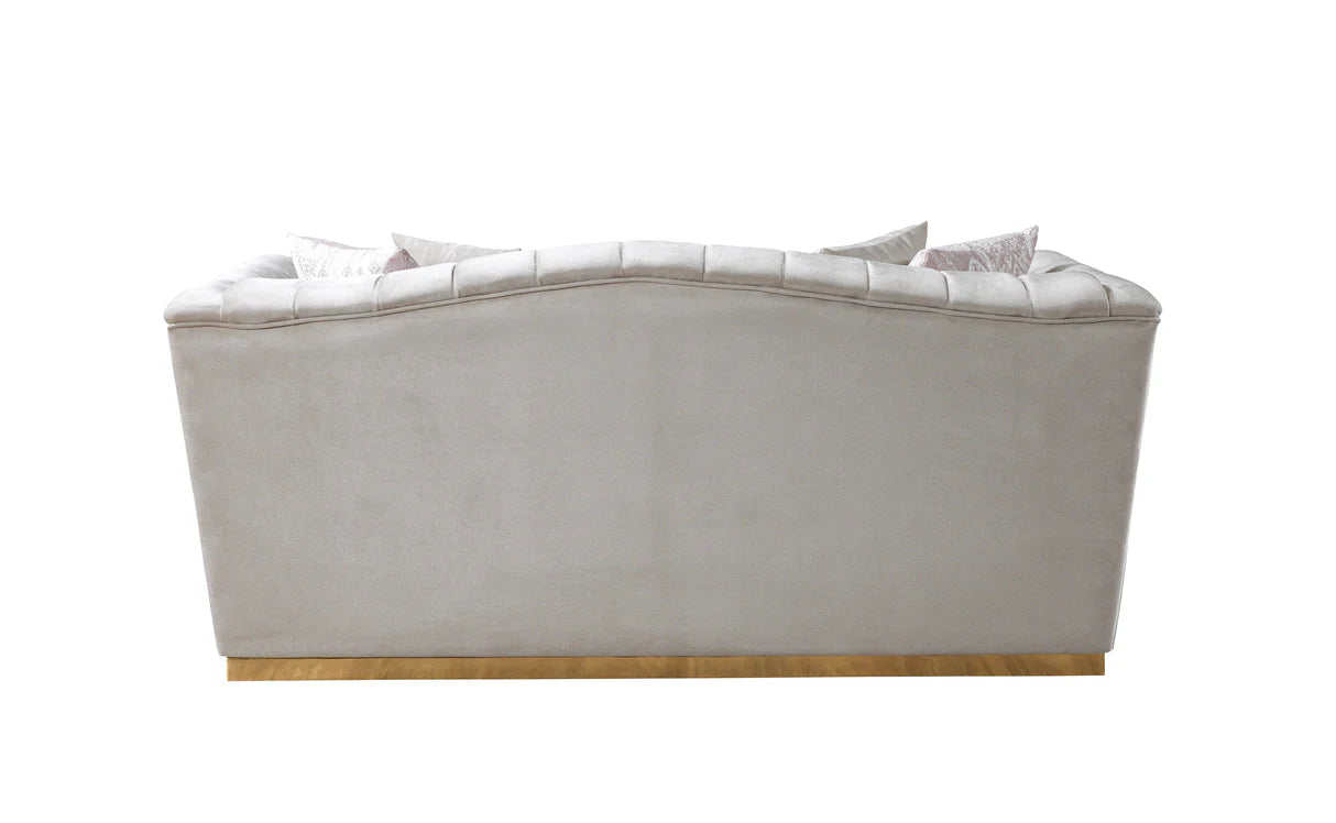 Milena Ivory Velvet Sofa &amp; Loveseat