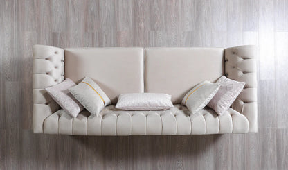 Milena Ivory Velvet Sofa &amp; Loveseat