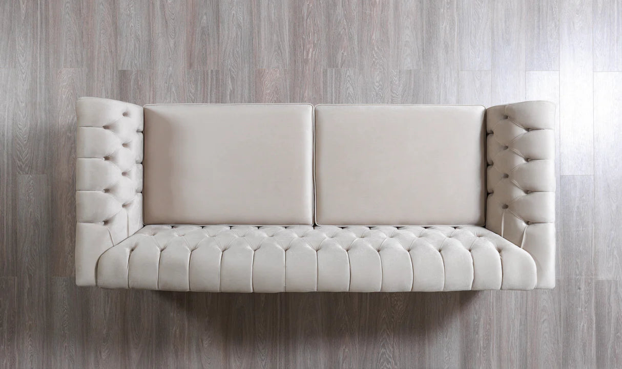 Milena Ivory Velvet Sofa &amp; Loveseat