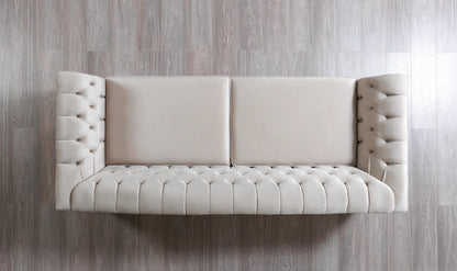 Milena Ivory Velvet Sofa &amp; Loveseat
