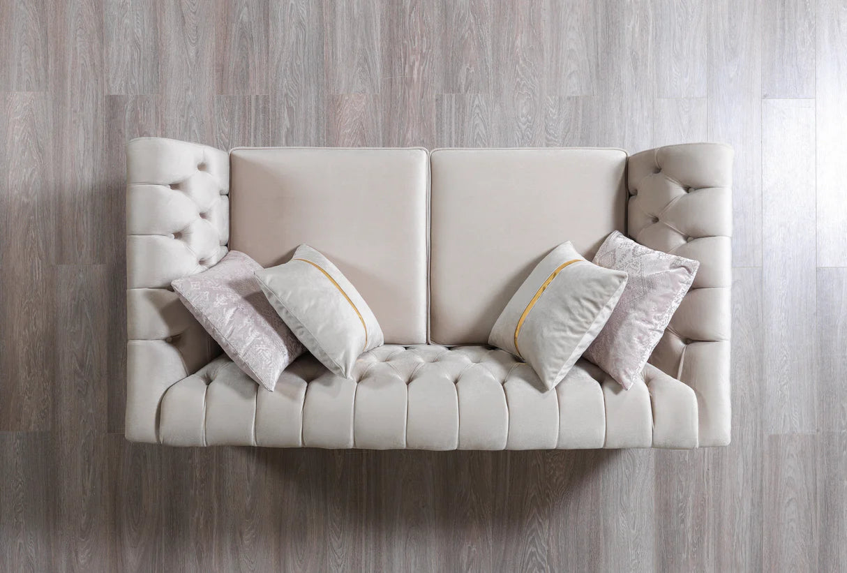 Milena Ivory Velvet Sofa &amp; Loveseat