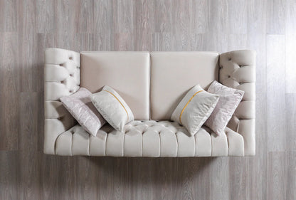 Milena Ivory Velvet Sofa &amp; Loveseat