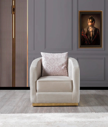 Milena Ivory Velvet Sofa &amp; Loveseat