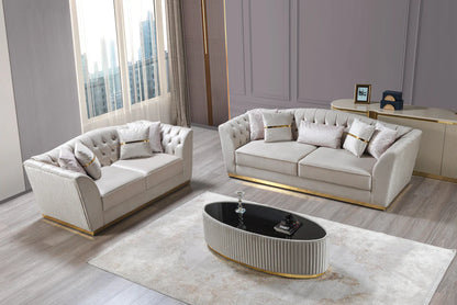 Milena Ivory Velvet Sofa &amp; Loveseat