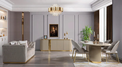 Milena Ivory Velvet Sofa &amp; Loveseat