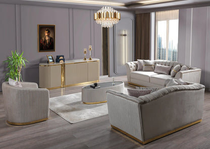 Milena Ivory Velvet Sofa &amp; Loveseat