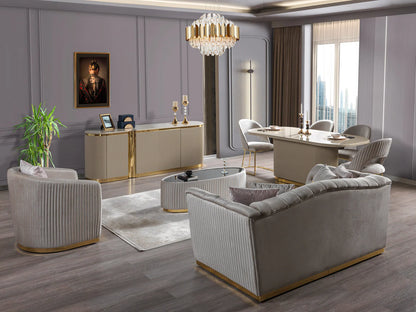 Milena Ivory Velvet Sofa &amp; Loveseat
