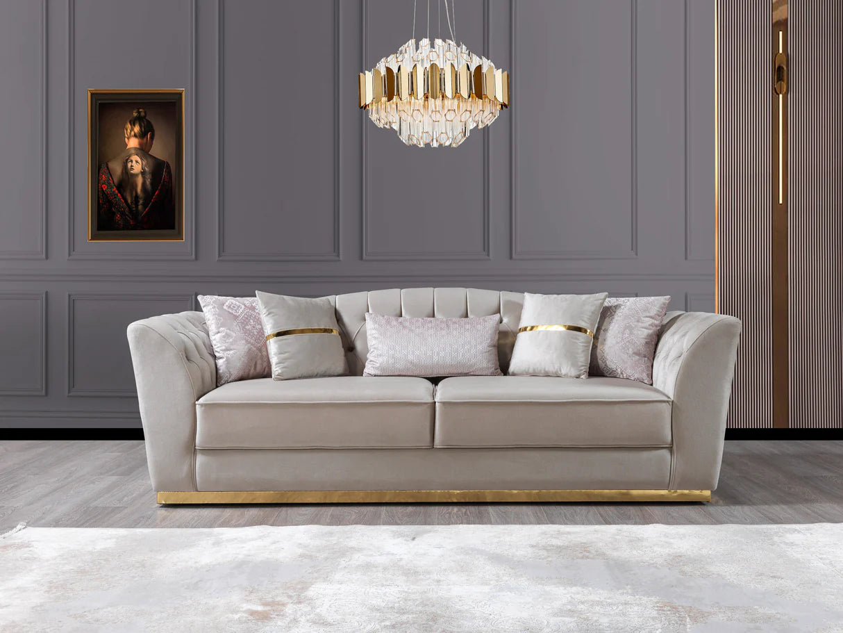Milena Ivory Velvet Sofa &amp; Loveseat