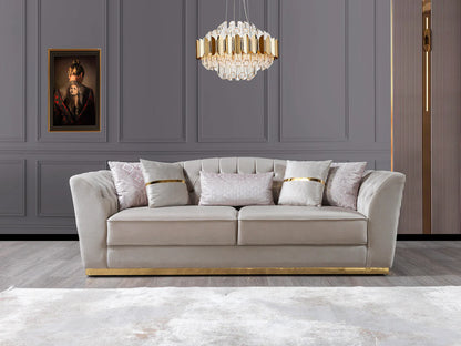 Milena Ivory Velvet Sofa &amp; Loveseat