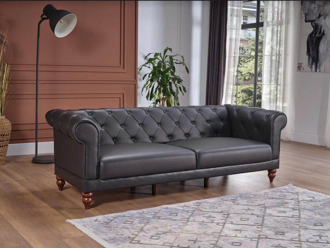 Muse Gray PU 3-Seat Sleeper Sofa