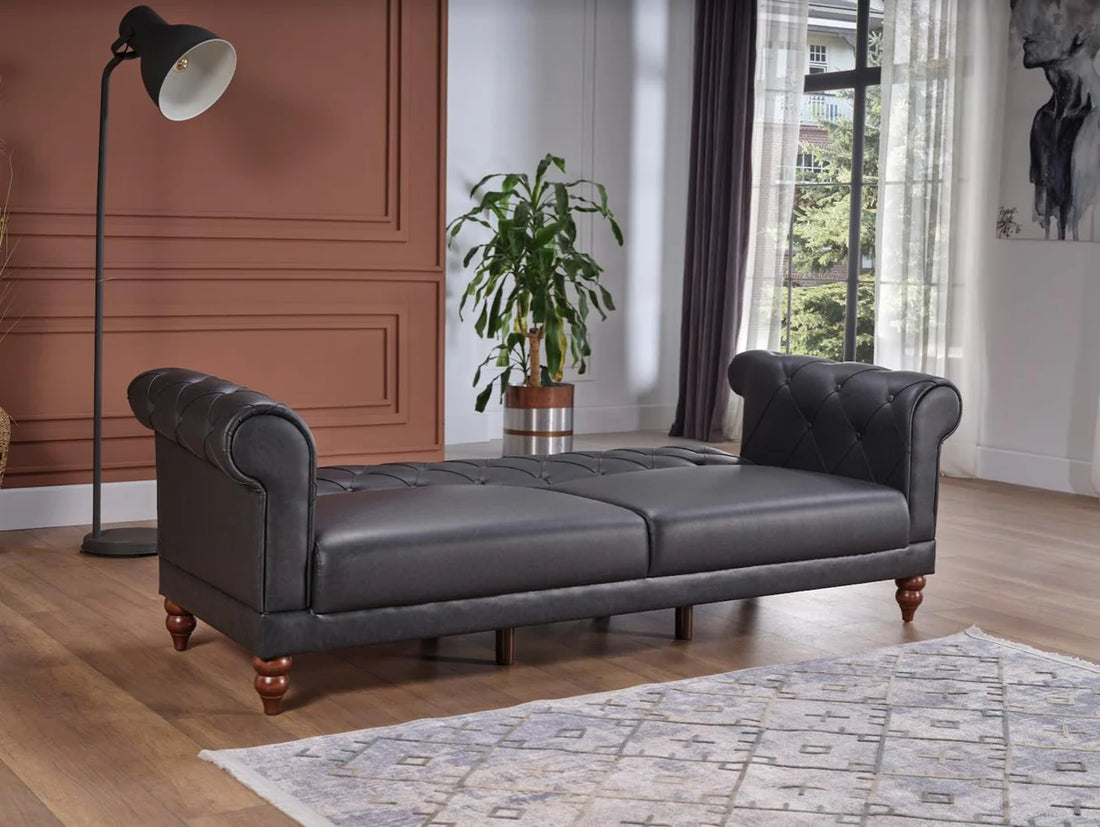 Muse Gray PU 3-Seat Sleeper Sofa