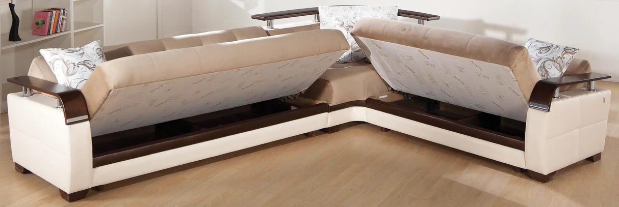 Natural Naomi Storage Sleeper Light Brown Sectional