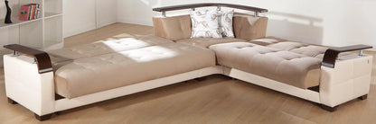 Natural Naomi Storage Sleeper Light Brown Sectional