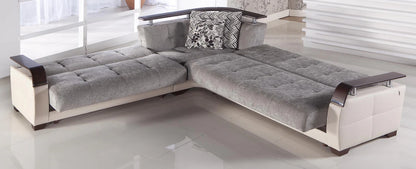 Sofá cama seccional con almacenaje en color gris Valencia natural