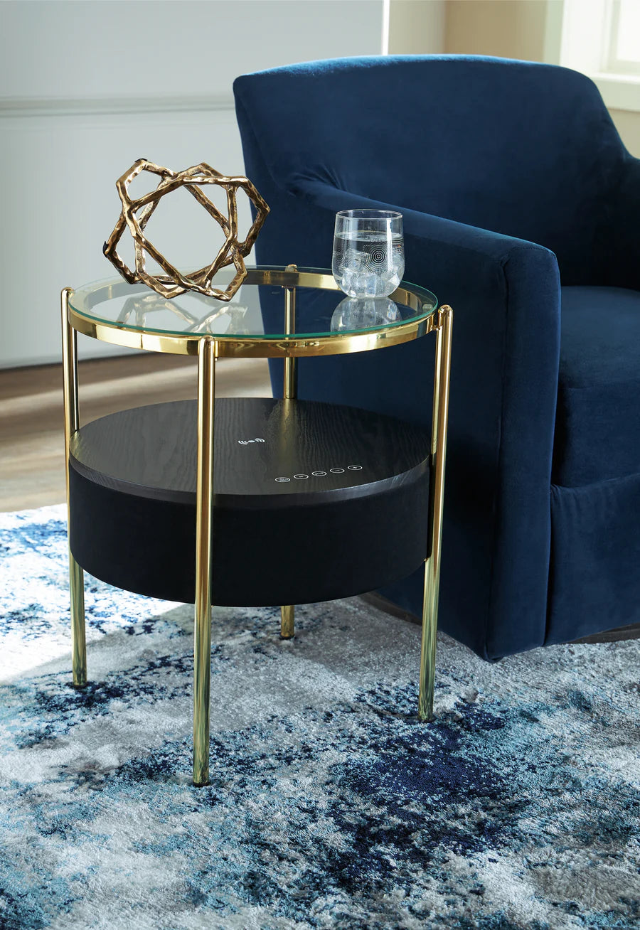 Nedman Black Accent Table with Speaker