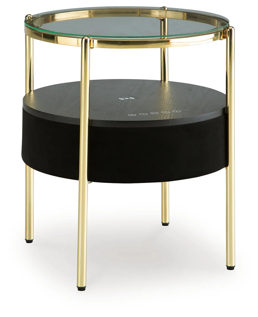 Nedman Black Accent Table with Speaker
