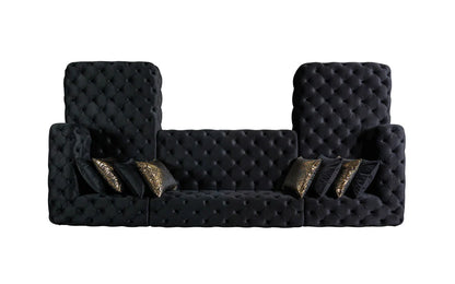 Neva Black Velvet Double Chaise Sectional