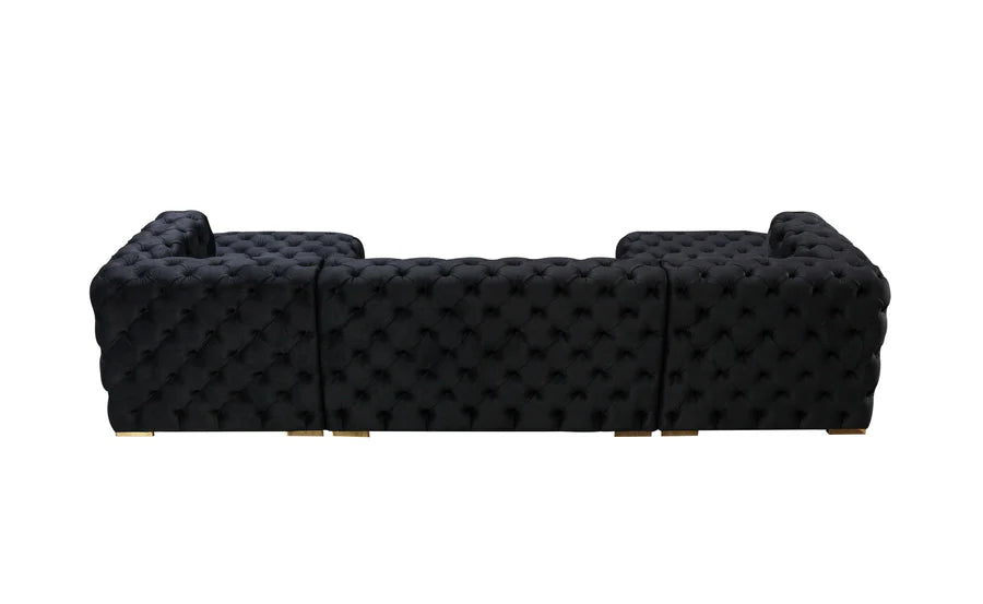 Neva Black Velvet Double Chaise Sectional