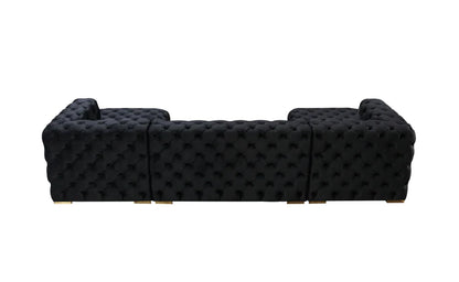 Neva Black Velvet Double Chaise Sectional