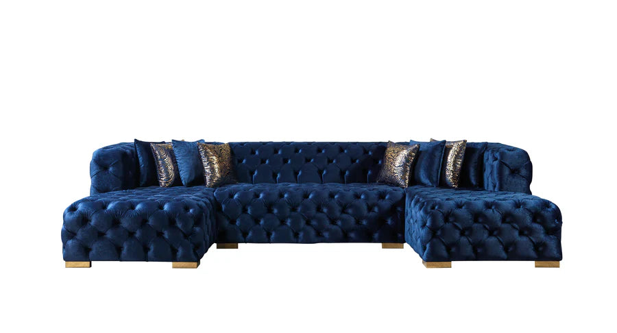 Neva Black Velvet Double Chaise Sectional