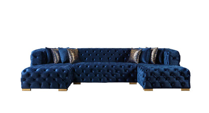 Neva Black Velvet Double Chaise Sectional