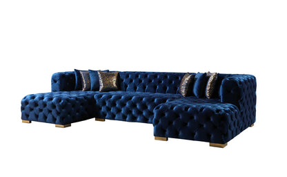 Neva Black Velvet Double Chaise Sectional