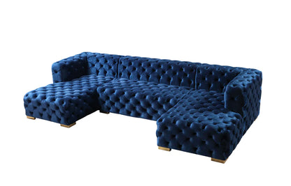 Neva Black Velvet Double Chaise Sectional