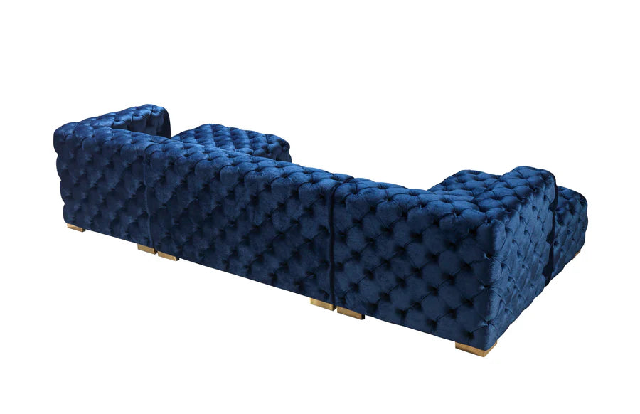 Neva Black Velvet Double Chaise Sectional