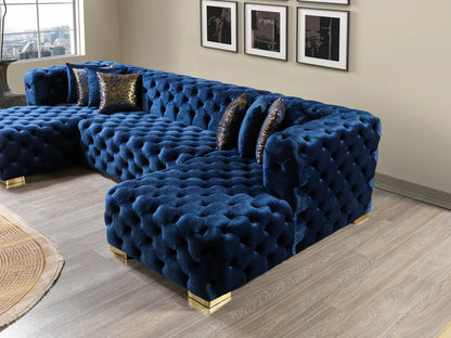 Neva Black Velvet Double Chaise Sectional