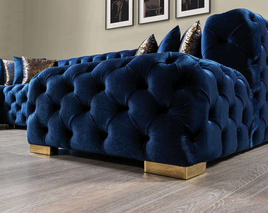 Neva Black Velvet Double Chaise Sectional