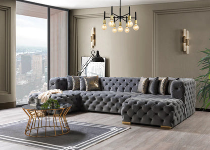 Neva Black Velvet Double Chaise Sectional