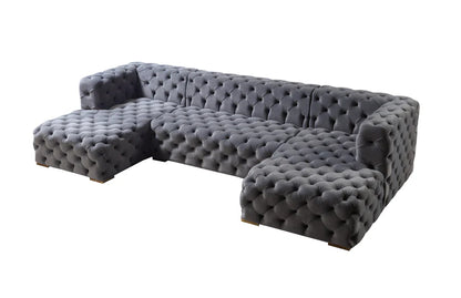 Neva Black Velvet Double Chaise Sectional