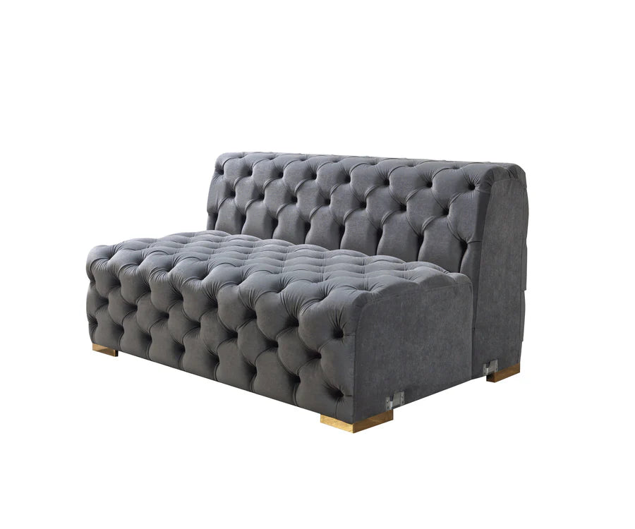 Neva Black Velvet Double Chaise Sectional