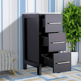 12 in Bathroom Cabinet 3 Drawer Side Storage Organizer in Espresso - Decohub Home