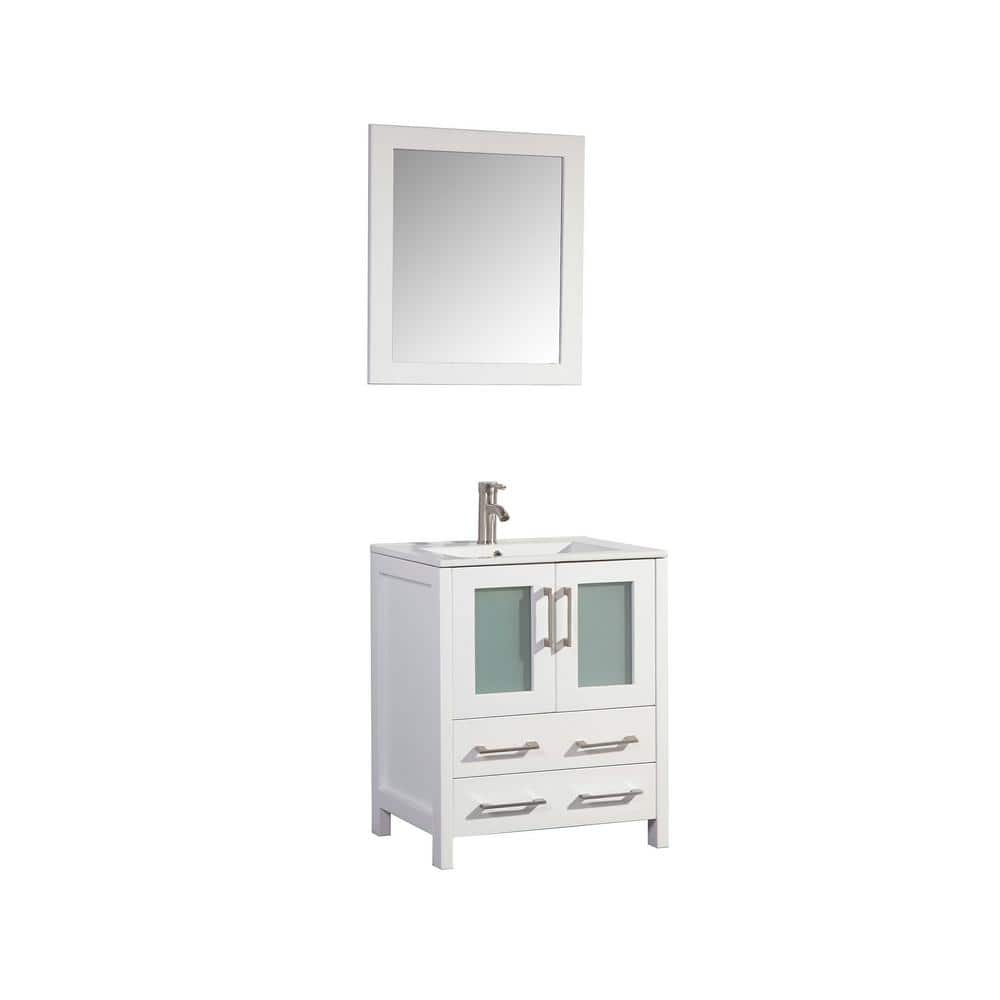 Brescia 30 in. W x 18 in. D x 36 in. H Bath Vanity In White with Vanity Top in White with White Basin and Mirror - Decohub Home