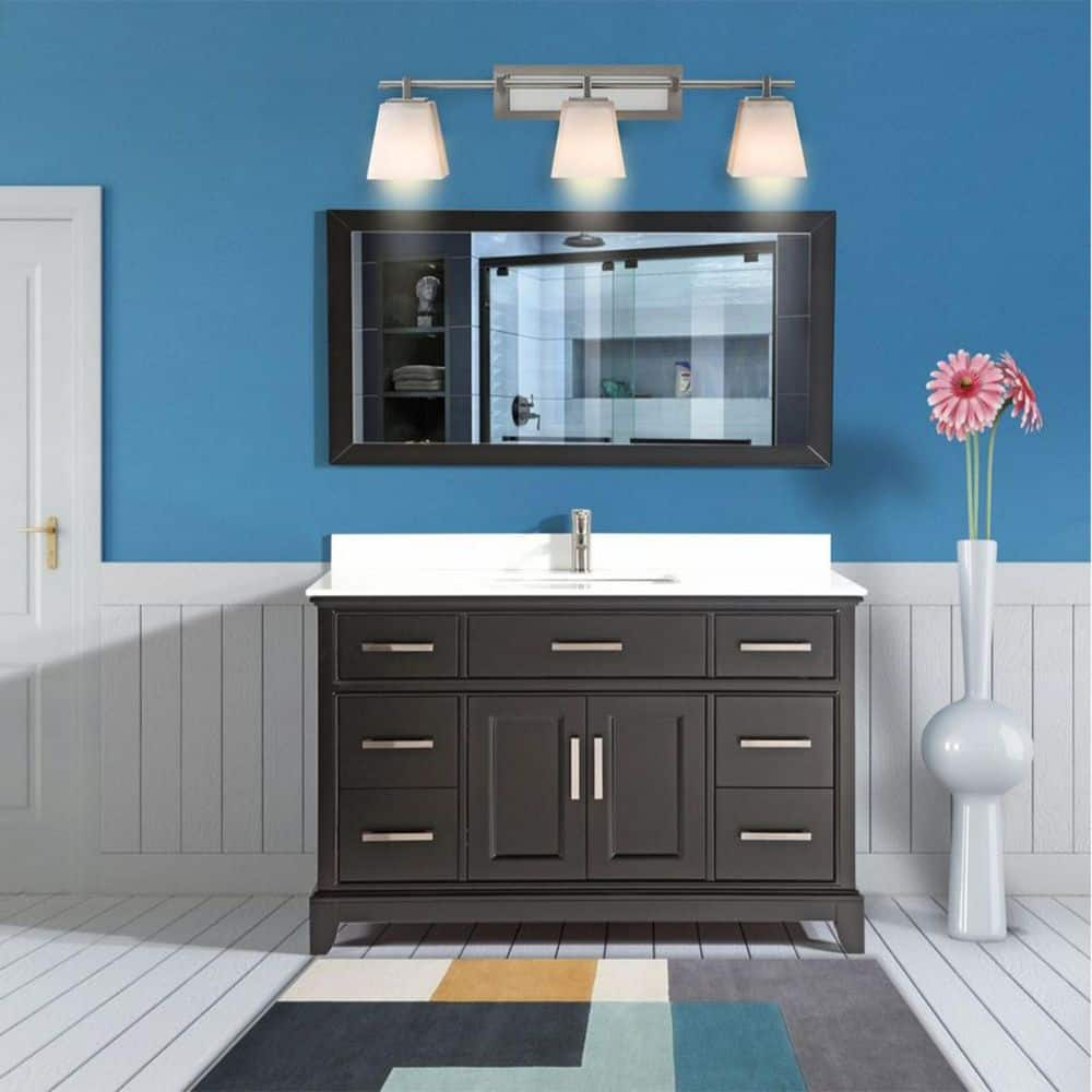 Genoa 60 in. Bath Vanity in Espresso with Vanity Top an Mirror - Decohub Home