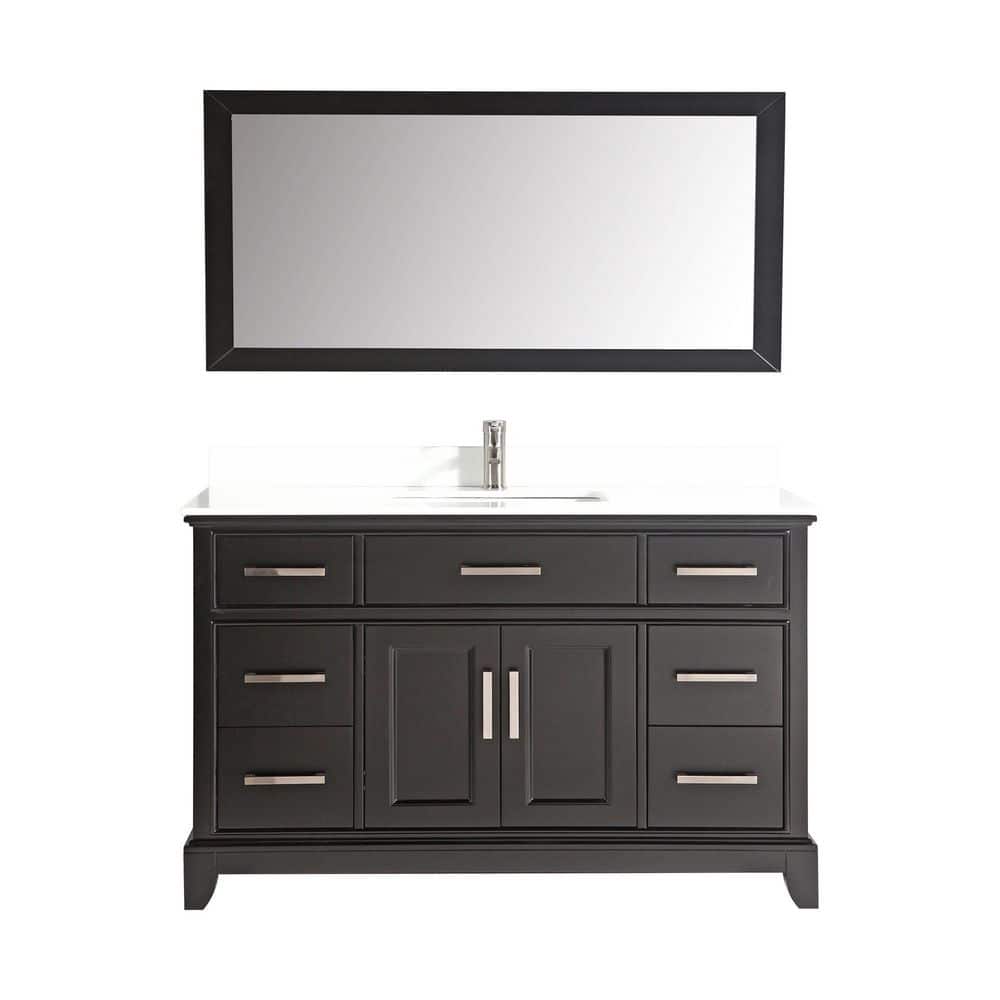 Genoa 60 in. Bath Vanity in Espresso with Vanity Top an Mirror - Decohub Home