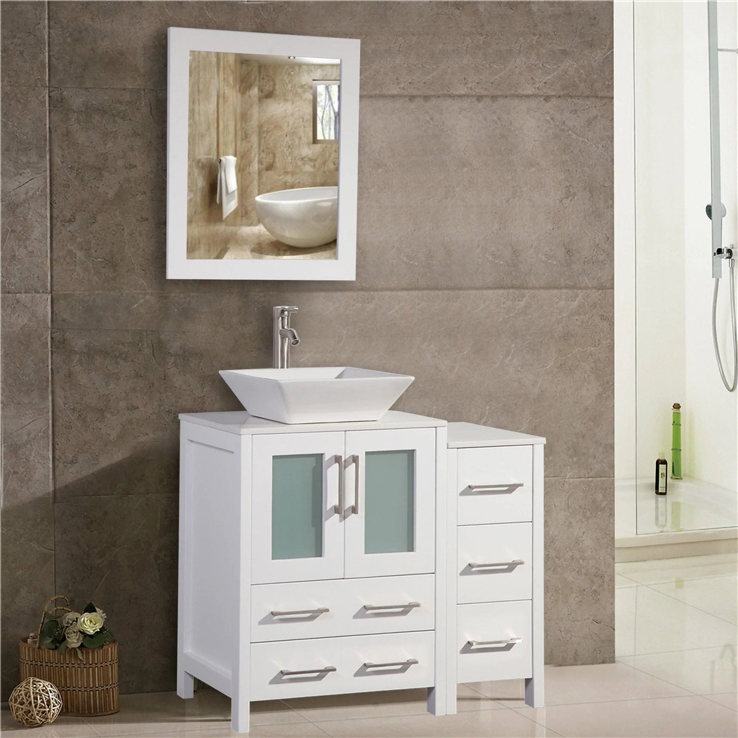 36 in. Single Sink Bathroom Vanity Combo Set in White - Decohub Home