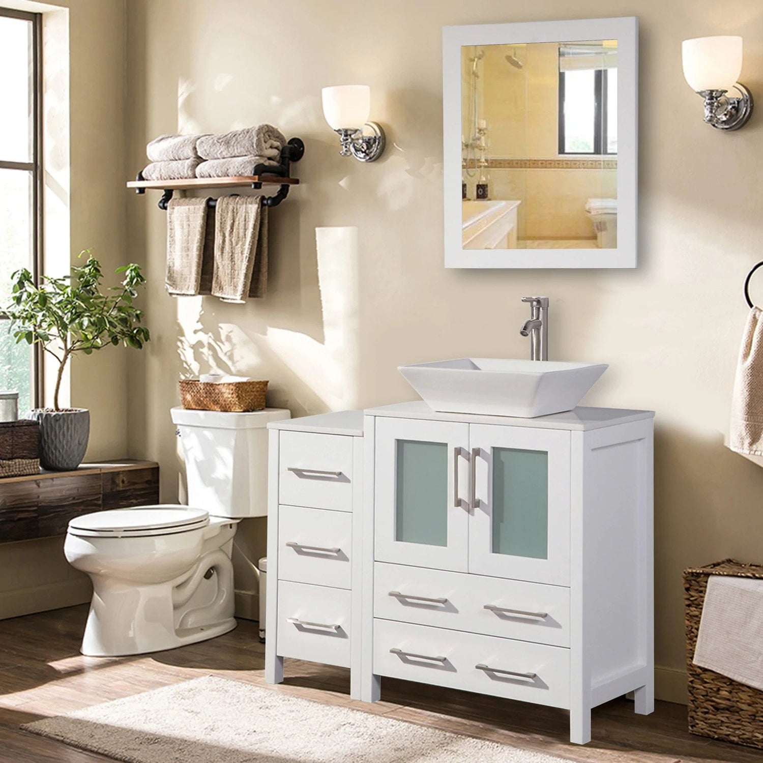 36 in. Single Sink Bathroom Vanity Combo Set in White - Decohub Home