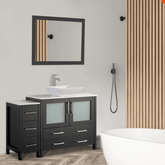 48 in. Single Sink Bathroom Vanity Combo Set 5 Drawers 1 Shelf 2 Cabinet White Quartz Top and Ceramic Vessel Sink Bathroom Cabinet with Free Mirror - Decohub Home