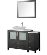 48 in. Single Sink Bathroom Vanity Combo Set 5 Drawers 1 Shelf 2 Cabinet White Quartz Top and Ceramic Vessel Sink Bathroom Cabinet with Free Mirror - Decohub Home