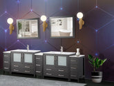 108 in. Double Sink Modern Bathroom Vanity Compact Set in Espresso - Decohub Home