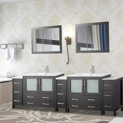 108 in. Double Sink Modern Bathroom Vanity Compact Set in Espresso - Decohub Home