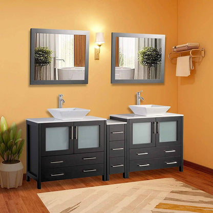 108 in. Double Sink Bathroom Vanity Combo Set in Espresso - Decohub Home