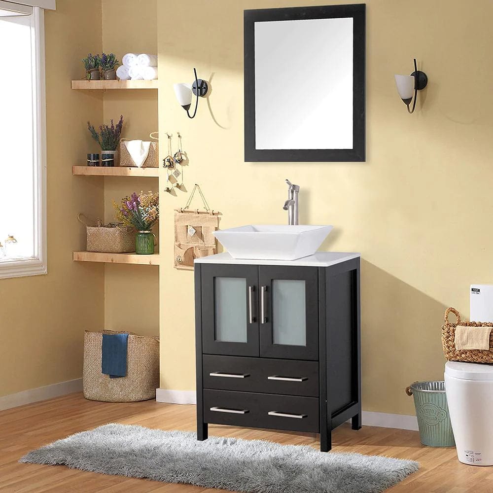 24 in. Single Sink Bathroom Vanity Combo Set in Espresso - Decohub Home