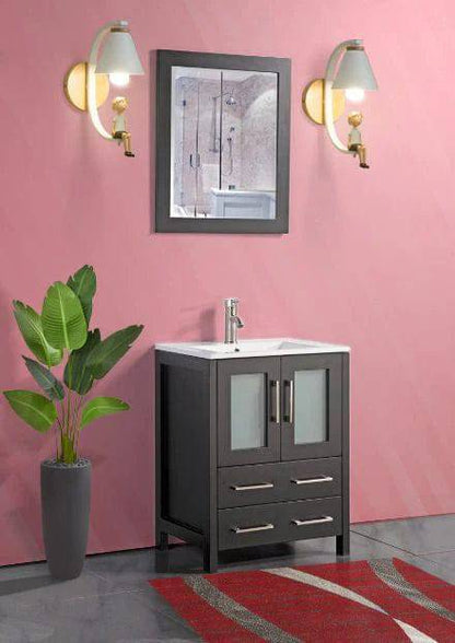 24 in. Single Sink Bathroom Vanity Compact Set in Espresso - Decohub Home