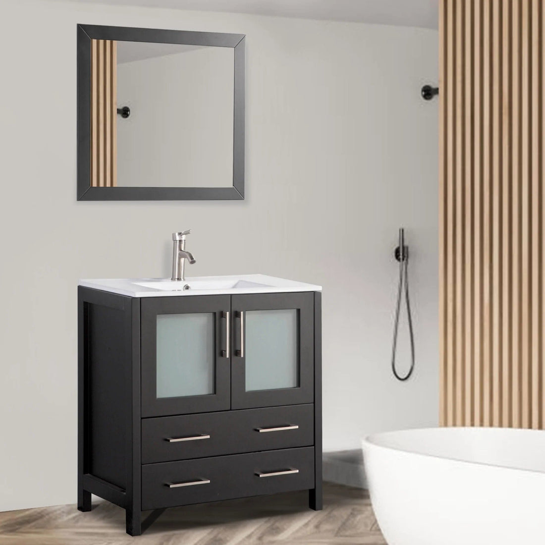 24 in. Single Sink Bathroom Vanity Compact Set in Espresso