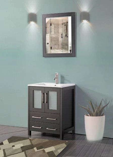 24 in. Single Sink Bathroom Vanity Compact Set in Espresso - Decohub Home